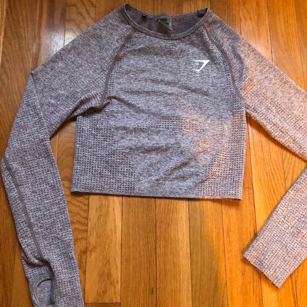 Gym shark long sleeved crop top purple marl